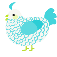 A white and aqua chicken with a lace pattern