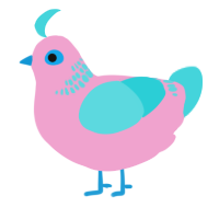 A pink and aqua chicken with a neck-band pattern