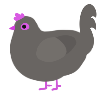 Texty, a grey chicken