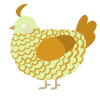 A apple and ochre chicken with a lace pattern