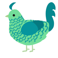 A spring and teal chicken with a lace pattern