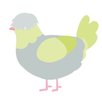 A silver and lemon chicken with a head pattern
