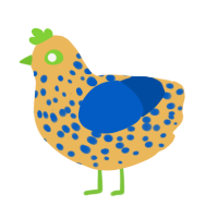 A honey and ultramarine chicken with a speckle pattern