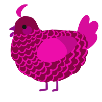 A maroon and fuchsia chicken with a lace pattern