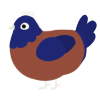 A russet and navy chicken with a head pattern