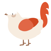 A cream and vermilion chicken