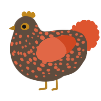 A bark and vermilion chicken with a speckle pattern