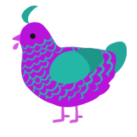 Ravenette, a amethyst and turquoise chicken with a lace pattern