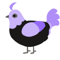 A sable and lilac chicken with a head pattern