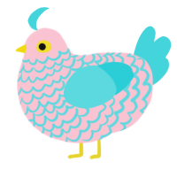 A rose and aqua chicken with a lace pattern
