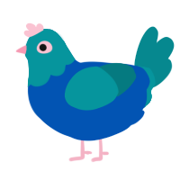 A ultramarine and teal chicken with a head pattern