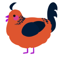 A vermilion and tumblr chicken with a neck-band pattern