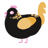 A sable and honey chicken with a neck-speckle pattern