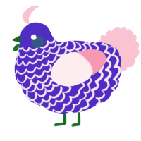A indigo and rose chicken with a lace pattern