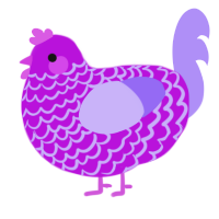 A amethyst and lilac chicken with a lace pattern