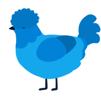 A sky and sapphire chicken with a head pattern