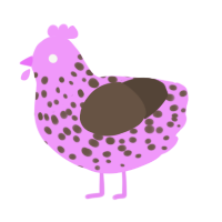 Chocoberry, a lavender and bark chicken with a speckle pattern