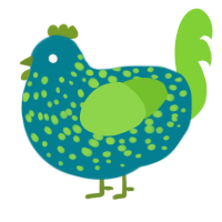A sea and grass chicken with a speckle pattern
