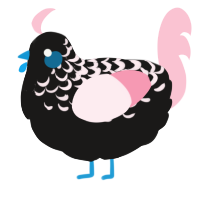 A sable and rose chicken with a half-lace pattern
