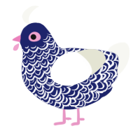 A navy and white chicken with a double-lace pattern