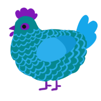 A teal and sky chicken with a lace pattern