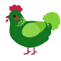 A leaf and grass chicken with a neck-band pattern