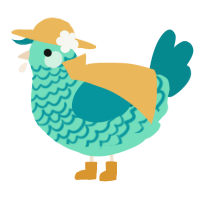 A mint and teal chicken with a lace pattern