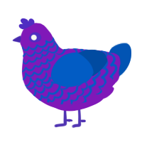 Extreme Water Sports, a violet and ultramarine chicken with a lace pattern