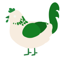 A cream and leaf chicken with a neck-speckle pattern