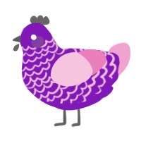 A violet and pink chicken with a lace pattern