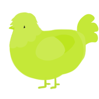 A lime chicken with a head pattern