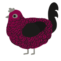 A maroon and sable chicken with a double-lace pattern