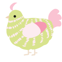 A lemon and rose chicken with a bar pattern