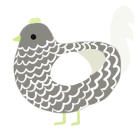 A ash and white chicken with a lace pattern