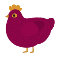 A maroon chicken with a lace pattern