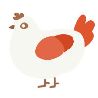 A white and vermilion chicken