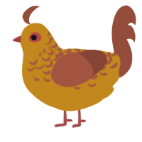 A ochre and russet chicken with a half-lace pattern