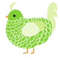 A grass and apple chicken with a lace pattern