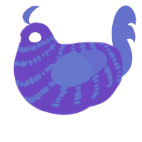 butterfly pea BBT, a overcast and ultramarine chicken with a bar pattern