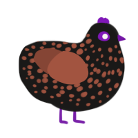 A sable and russet chicken with a speckle pattern