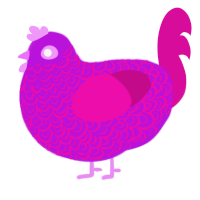 A amethyst and fuchsia chicken with a double-lace pattern