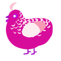 Aphrodite, a fuchsia and rose chicken with a half-lace pattern