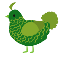 A leaf and chartreuse chicken with a lace pattern