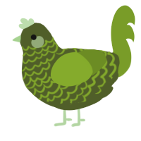 A olive and chartreuse chicken with a lace pattern