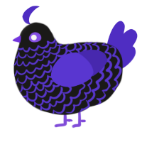A sable and indigo chicken with a lace pattern