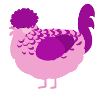 A pink and plum chicken with a half-lace pattern