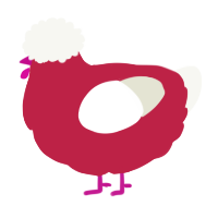 A crimson and white chicken