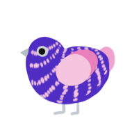 The Eggvangelist, a lilac and pink chicken with a bar pattern