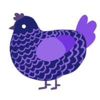 A navy and blurple chicken with a lace pattern