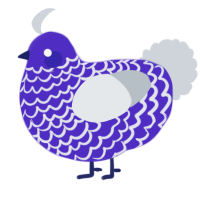A indigo and mist chicken with a lace pattern